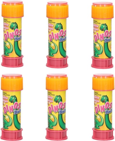 Dinosaurus dinosaurius thema bellenblaas flesjes - 6x - met bal spelletje in dop - 60 ml - voor kinderen