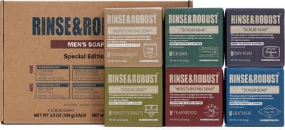 Rinse & Robust - Cadeau voor Man Verjaardag - Gentlemen Pack - Stoere Verwenpakket in kraft verpakking - Cadeau Pakket voor Hem - Giftset Heren - Wellness bath - Geschenkset Mannen, vader, vriend, papa, broer - Cadeautje voor hem
