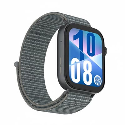 Nylon bandje - geschikt voor Huawei Watch Fit 5 (PRO), Watch Fit 4 (Pro), Watch Fit 3 - klittenband - donkergrijs