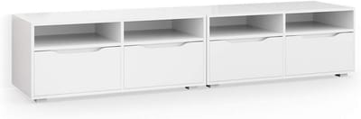 Modern Wit TV-Meubel (200 cm Breed) met Veel Opbergruimte - Lowboard voor Woonkamer