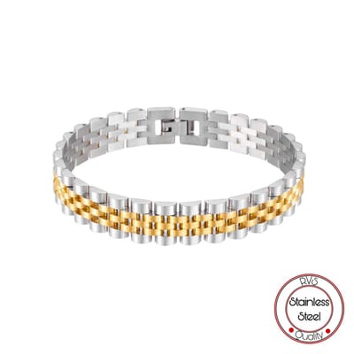 Jubilee Stijl Armband | Horlogeband Stijl | Zilverkleurig&Goudkleurig | Armband Mannen | Staal | 10mm | Cadeau voor Man | Pin Remover | Cadeau voor haar | Cadeau voor vrouw