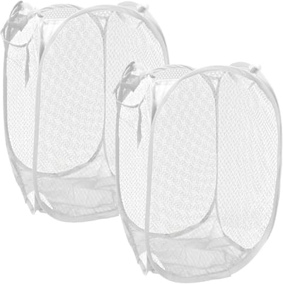 Gerimport Wasmand flexibel/opvouwbaar - 2x - wit - kunststof - 30 x 30 x 50 cm - 55 liter