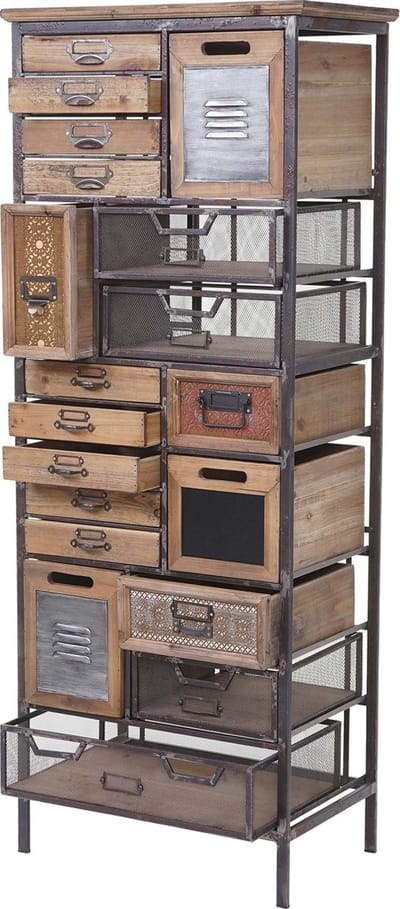 Apothekerskast MCW-A43, ladekast, massief dennenhout, vintage shabby look 143x56x33cm