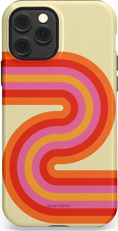 Casetastic hoesje geschikt voor Apple iPhone 12 / Apple iPhone 12 Pro - MagSafe - Dubbellaagse bescherming - Retro wave - Fashion Case - Zand Rood Oranje Roze
