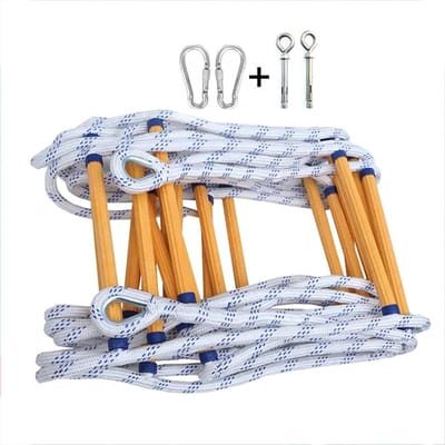 Touwladder Noodgeval - Evacuatietrap - Veilig Ontsnappen - Antislip Hars Treden - 7 Meter - Geel