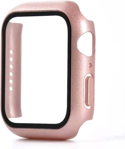 Smartphonica Hoesje met glazen screenprotector voor Apple Watch 38mm - Rosé Goud geschikt voor Apple Watch