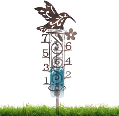 Regenmeter voor Tuin met Metalen Staak - Decoratieve Tuinaccessoires en Watermeter voor Buiten