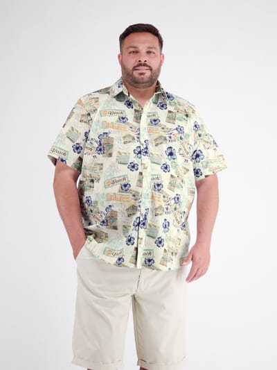 LERROS Zomers overhemd met korte mouwen in Hawaï-stijl, grote maten , Maat: 3XL , Kleur: BROKEN WHITE , 97% katoen, 3% elastaan