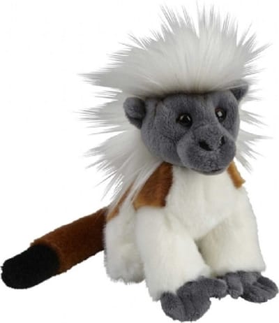 Ravensden Pluche pinche aapje knuffel - bruin/wit - 18 cm - Katoentamarin apen knuffels