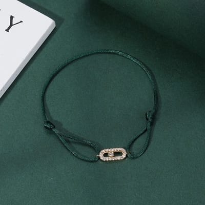 Soraro Move Zirkonia Armband Goudkleurig | Groen | Touw Armband | Elegant