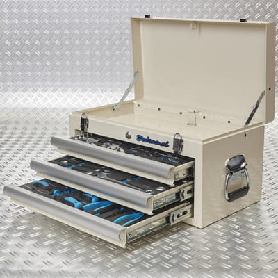 Datona® Gereedschapskist drie lades - 3 lades gevuld - Wit
