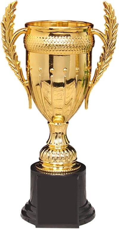 Award Trofee Cup - Prijs Beker - Succes Vieren - Milieuvriendelijk PP Materiaal - Tot 27 cm Hoog - Goudkleurig