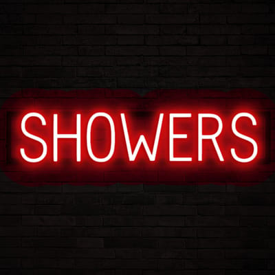 SHOWERS - Lichtreclame Neon LED bord verlicht | SpellBrite | 75,71 x 16 cm | 6 Dimstanden & 8 Lichtanimaties | Reclamebord neon verlichting