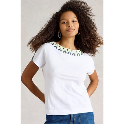 White Stuff Neva Embroidered Top White Multi Maat: 10 | Tops Outlet | Dames | Geel