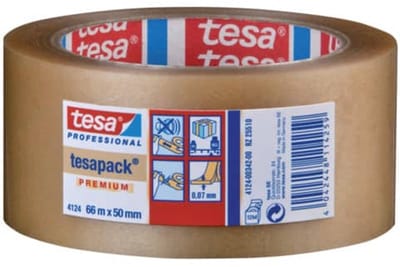 TESA 4124, Universele premium PVC verpakkingstape, Transparant, 66m x 75mm