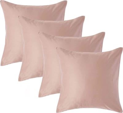 Homescapes Luxe Satijn Kussensloop 40x40 cm – Beige – Set van 4 – 100% Egyptisch Katoen Satijn – Draaddichtheid 1000