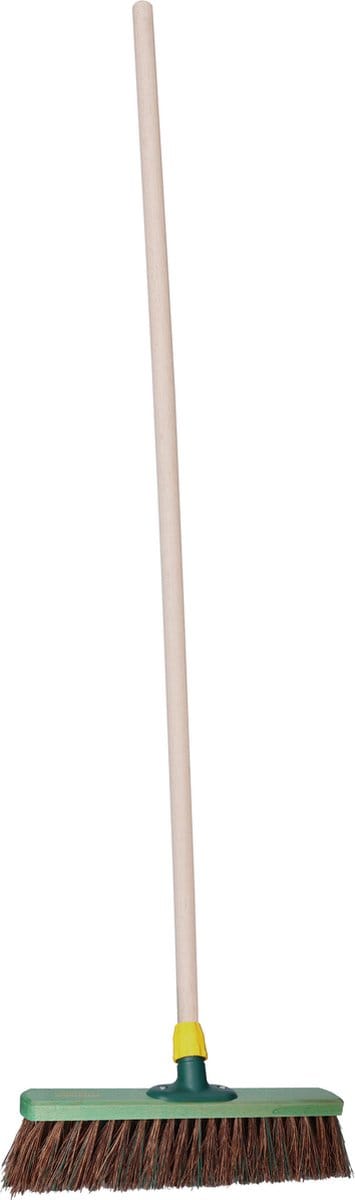 Brumag Straatbezem Greenwood voor buiten terrastegels en klinkers - Harde haren bezemkop 40 cm breed - Houten steel 139 cm