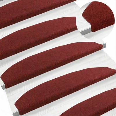 vidaXL - Zelfklevende - trapmatten - 15 - st - 80 - x - 24,5 - x - 3,5 - cm - Bordeaux - Rood