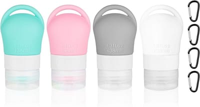 Famanu – Reisflessen set van 4 stuks - lekvrije siliconen flessen van 38 ml voor toiletartikelen - ideaal voor reizen en handbagage