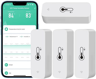 Draadloze Wifi Binnen en Buiten Hygrometer Thermometer met App Notificatie