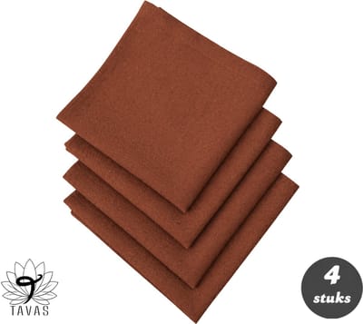 Tavas Servetten - 30 x 30 cm - Set van 4 stuks - Terracotta Linnenlook - Katoen