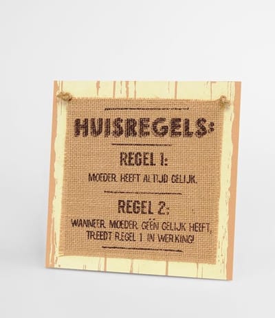 Paper Dreams Bordje Huisregels 20 Cm Hout Naturel