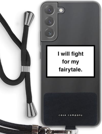 Case Company® - Hoesje met koord geschikt voor Samsung Galaxy S22 Plus hoesje met Koord - Fight for my fairytale - Telefoonhoesje met Zwart Koord - Bescherming aan alle Kanten en Over de Schermrand