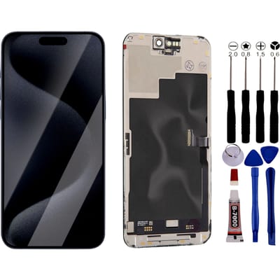 Scherm voor iPhone 15 PLUS Ole + Tools + zwarte lijm