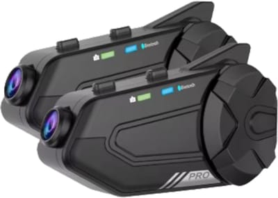Motorhelm Intercom Met 1080P Full HD Dashcam - Bluetooth Headset - 1000M Bereik - WiFi App Bediening - 64GB Opslag - Noise Cancelling - Voice Control - Waterdicht - FM Radio - 1500mAh Batterij - Ideaal Voor Toerritten & Groepscommunicatie - 2 Stuks