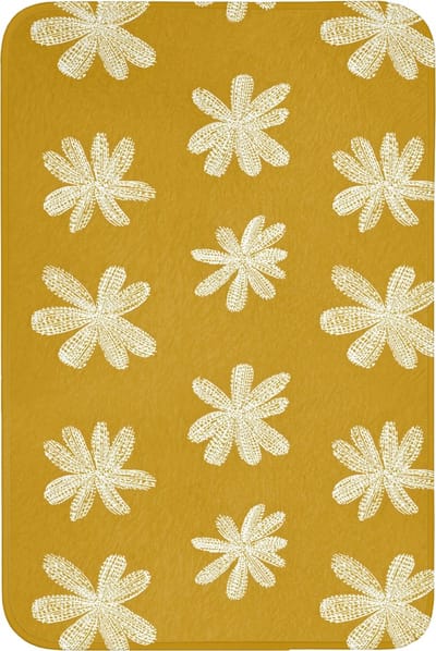 WC mat 60x90 cm - Antislip - Bloem - Speels - Okergeel - Toiletmat - Vloermat - Douchemat - Toilet tapijt - Toiletmatten