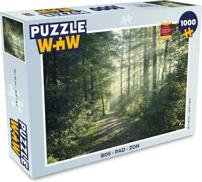 Puzzel Bos - Pad - Zon - Bomen - Groen - Natuur - Legpuzzel - Puzzel 1000 stukjes volwassenen