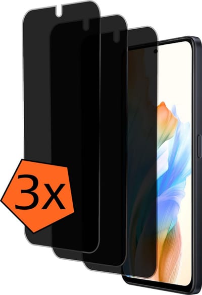 Screenprotector - 3 Stuks - Geschikt voor OPPO A58 - Privacy Filter - Gehard Glas - Beschermglas - Tempered Glass - Screen Protector