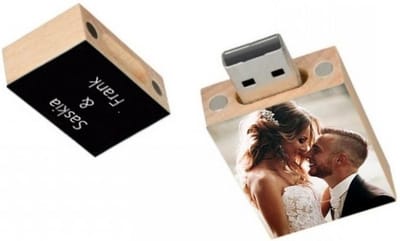 Rechhoek hout 128GB 3.0 usb stick met foto bedrukken