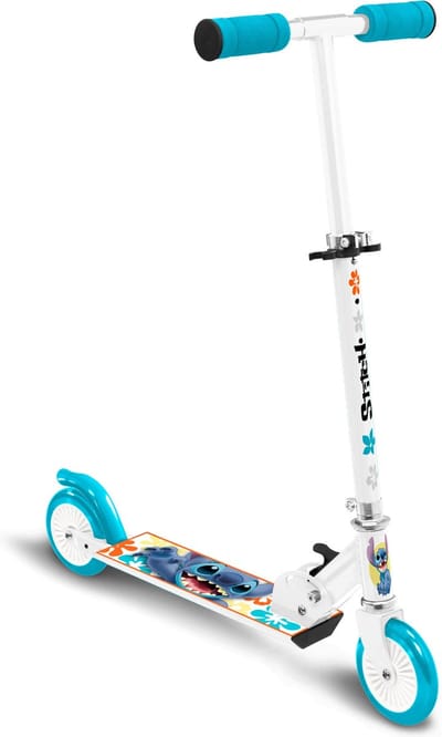 Disney Stitch 2-wiel Kinderstep Opvouwbaar Voetrem Wit/petroblauw