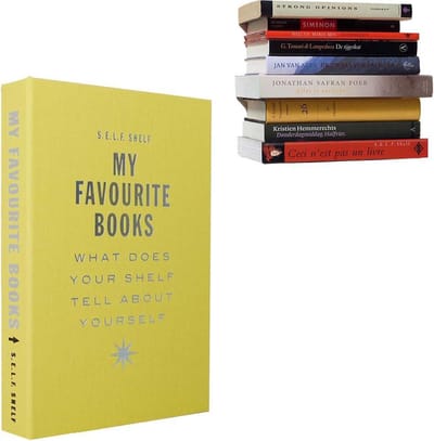 Boekenplank Selfshelf - Linnen - Geel - My favourite books - L 22,5 x B 15,5 x H 3,5 cm