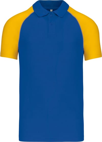 Herenpolo 'Baseball' korte mouwen Royal Blue/Yellow - M