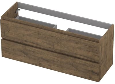 INK - Onderkast 2 Laden Greeploos met Houten Keerlijst - 1200x400x520 Mm - Naturel Eiken
