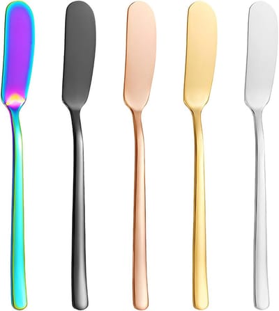 5-delige Botermes Set van Roestvrijstaal met Diverse Kleuren, Perfect voor Spreads en Beleg