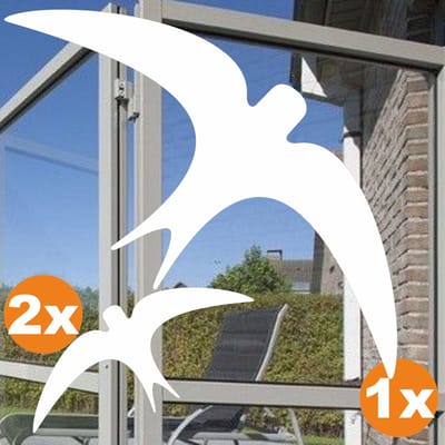 Jerma - Zwaluw - Raamstickers - Zwart - Sticker - 1 van 27 x 12 en 2 van 13.5 x 6 cm - Zelfklevend