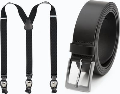 DTCH. FIT Lange riem Bruce XXL Zwart - Riemmaat 145cm/Totale lengte 160cm – 3.5cm breed & Zwarte Bretel - 130cm