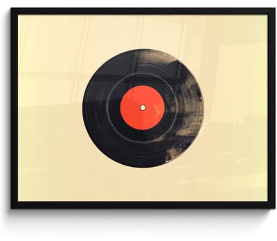 Poster in lijst - Fotolijst 70x50 cm - Posters - Illustratie - Vinylplaat - Beige - Vintage - Posterlijst zwart - Decoratie - Wanddecoratie woonkamer - Muurdecoratie slaapkamer