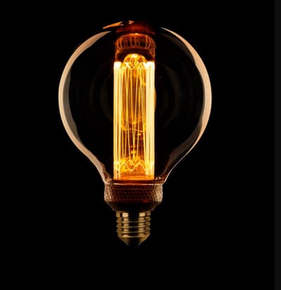 ETH Globe 95mm kooldraad LED 4w E27 240v 1800k 3 stappen dimbaar amber/goud 200L + M.