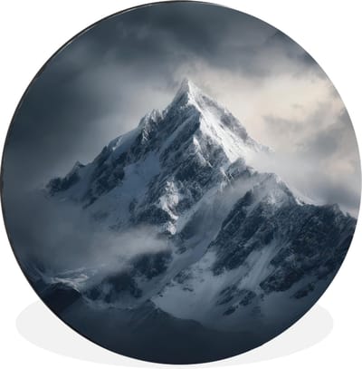 WallCircle - Wandcirkel - Muurcirkel - Sneeuw - Berg - Wolken - Aluminium - Dibond - 30x30 cm - Binnen en Buiten
