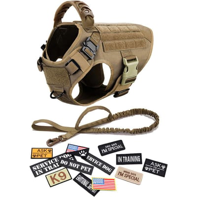 Militair Groot Hondentuig Halsband Riem Tassen Patches Set Huisdier Mechelse Herder Trainingsvesten Tactische Hondentuigen Accessoires S