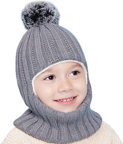 Baby winterset - Muts en sjaal - Warm blijven buiten - Met nekwarmer - One size - Grijs