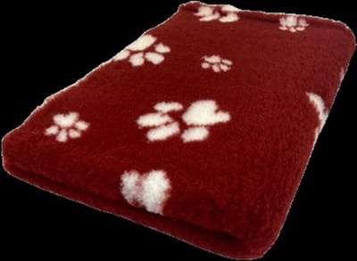 Topmast Vetbed - Hondendeken - Benchmat -puppykleed dierenmat - Wijnrood voetprint  Anti-Slip - 150x100 cm machinewasbaar