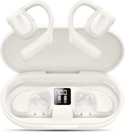 Draadloze Open Oor Hoofdtelefoon met Bluetooth 5.3 - 75 Uur Speeltijd, IPX5 Waterdicht, Ergonomisch Ontwerp en HiFi Geluid