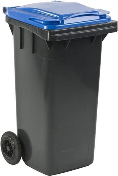 Mini Container - 120 liter Grijs - Kliko Afval Container 120liter - Afvalbak 120l - Blauw deksel