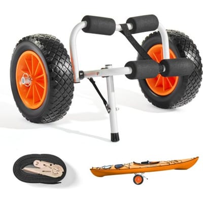 VEVOR Kajak Trolley, 90 kg, Opvouwbare kano-trolley met 25,4 cm massieve rubberen banden en 1 ratelband, Boot-trolley voor het vervoeren van kajaks, kano's, paddleboards, Jon Boats, 620x350x325 mm
