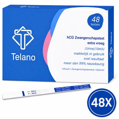 Telano Zwangerschapstest Extra Vroeg 48 stuks Dipstick - Zwangerschapstesten 6 Dagen Eerder - Extra Gevoelige Strip van 4 mm